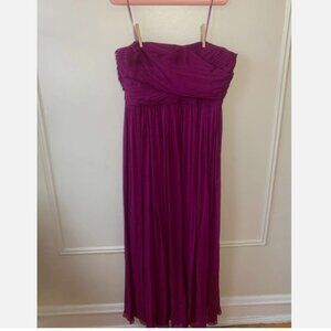 J. Crew "Arabelle" 100% Silk Chiffon Strapless Purple Gown Bridesmaid Dress XL